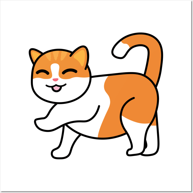 Fat Chonky Cat Walking Wall Art by Shinsen Merch